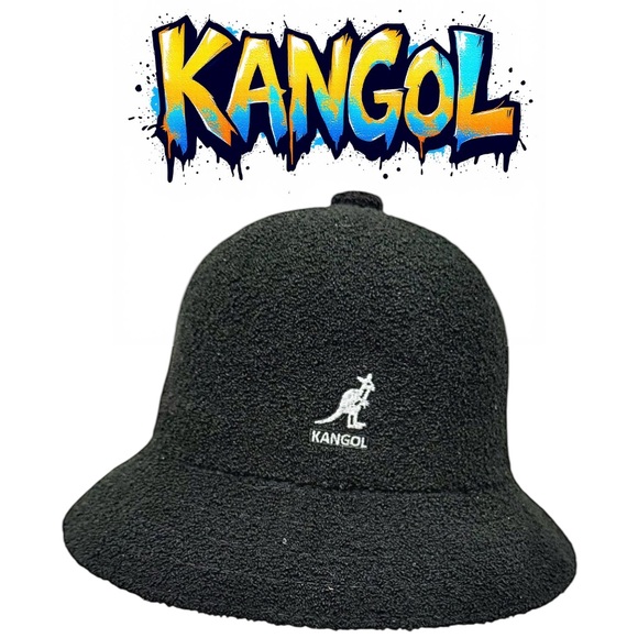 Kangol Bermuda Casual Bucket Hat Authentic Black  Terry Large Classic Light EUC - Picture 1 of 6